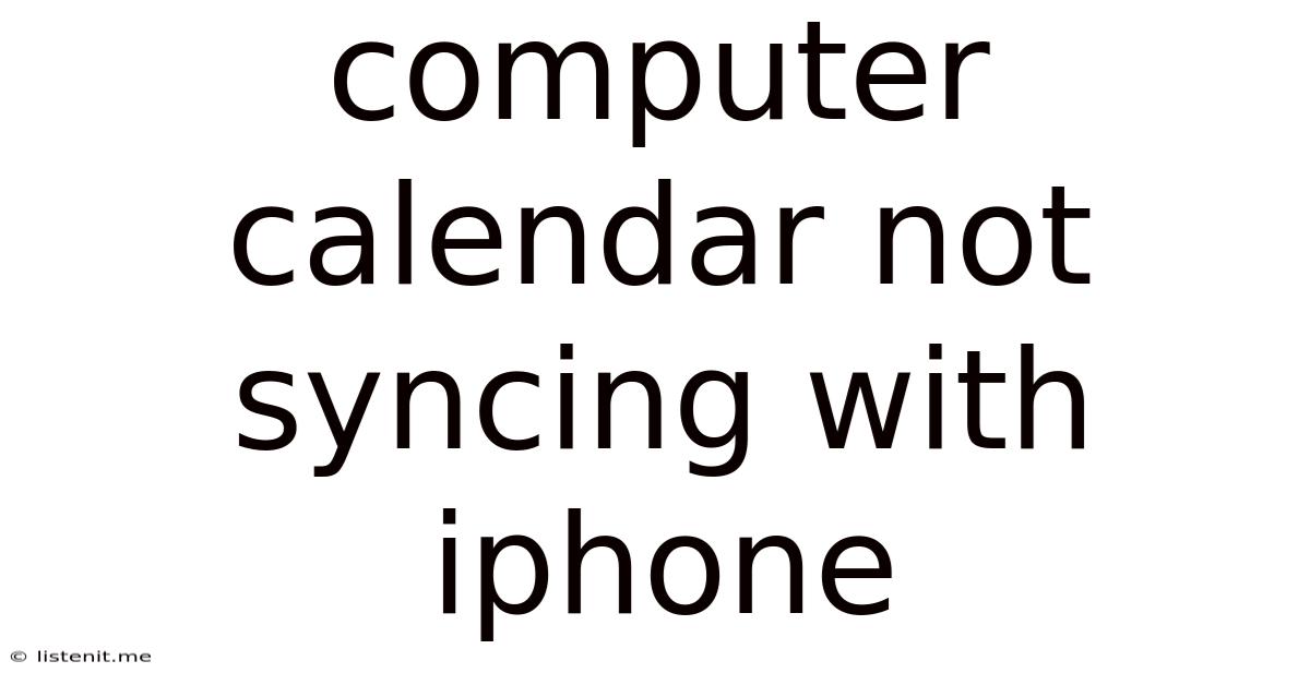Computer Calendar Not Syncing With Iphone