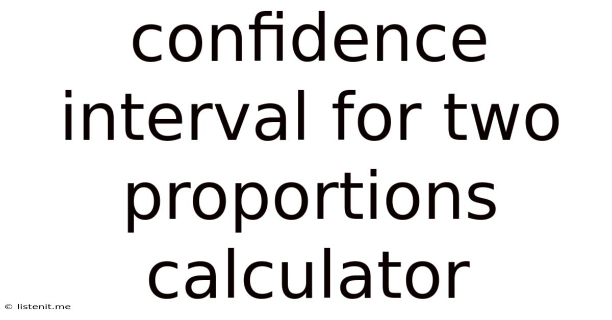 Confidence Interval For Two Proportions Calculator