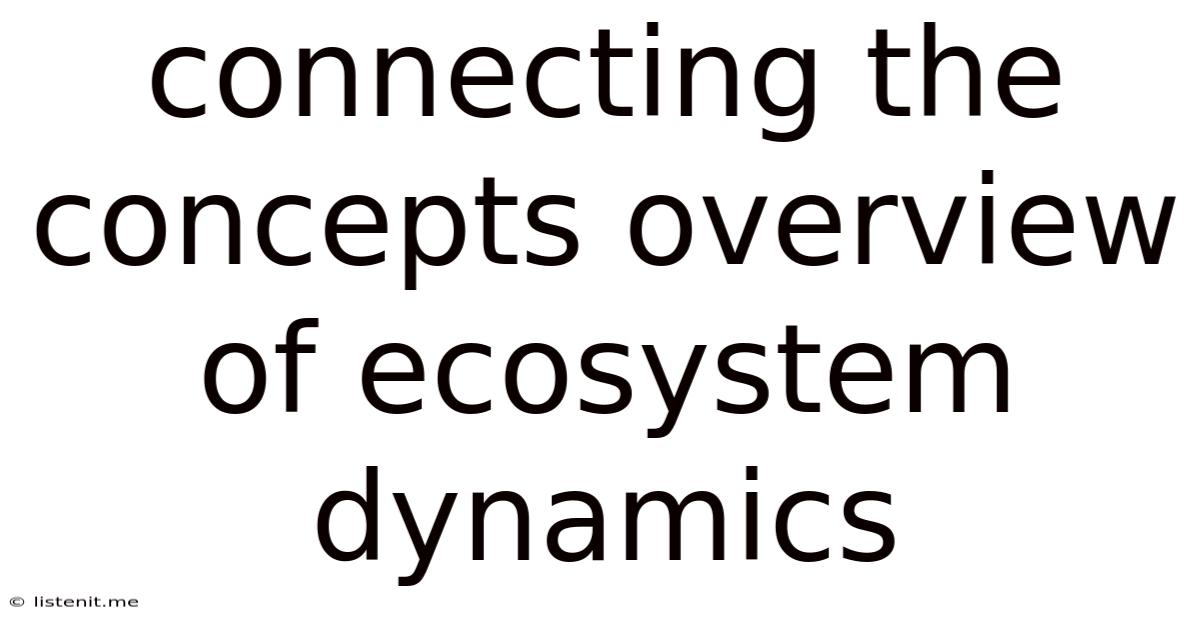 Connecting The Concepts Overview Of Ecosystem Dynamics