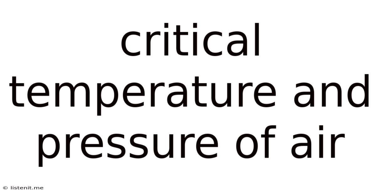 Critical Temperature And Pressure Of Air