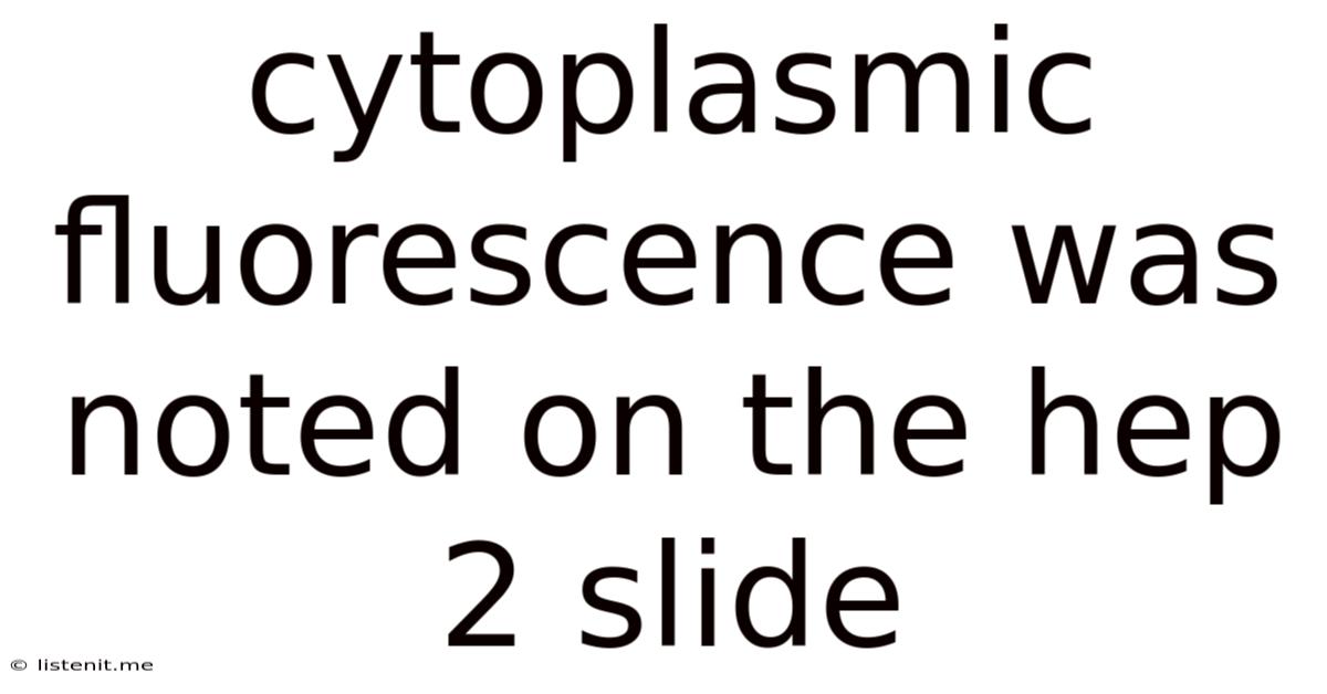 Cytoplasmic Fluorescence Was Noted On The Hep 2 Slide