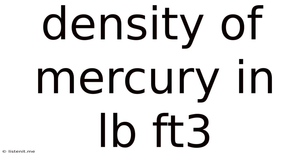 Density Of Mercury In Lb Ft3