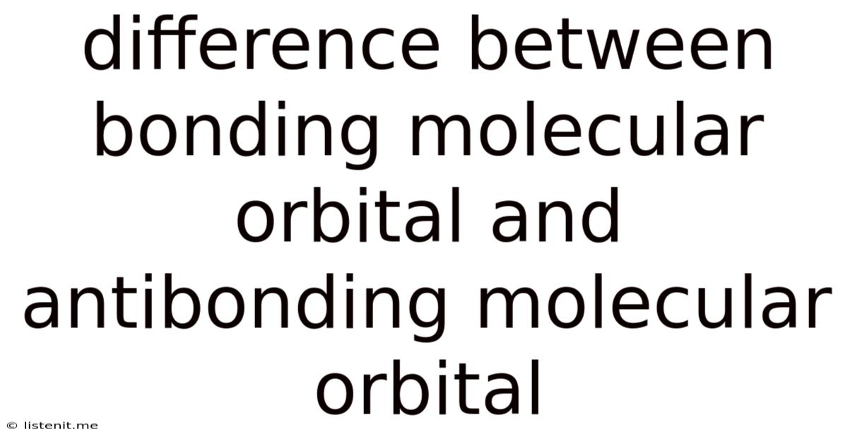 Difference Between Bonding Molecular Orbital And Antibonding Molecular Orbital