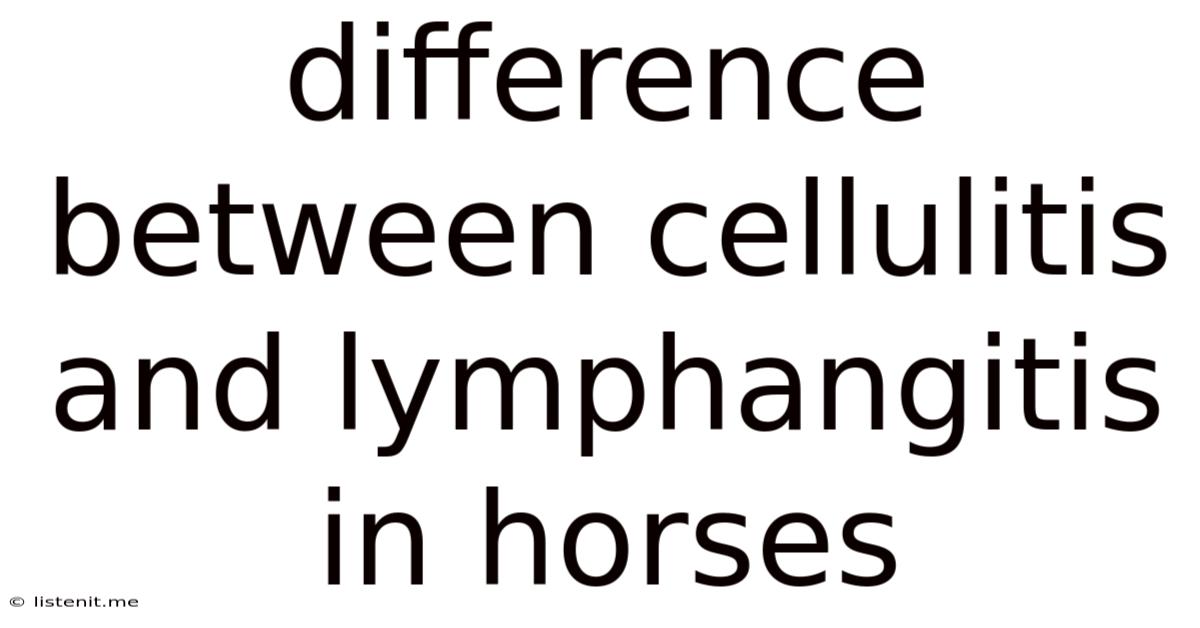Difference Between Cellulitis And Lymphangitis In Horses