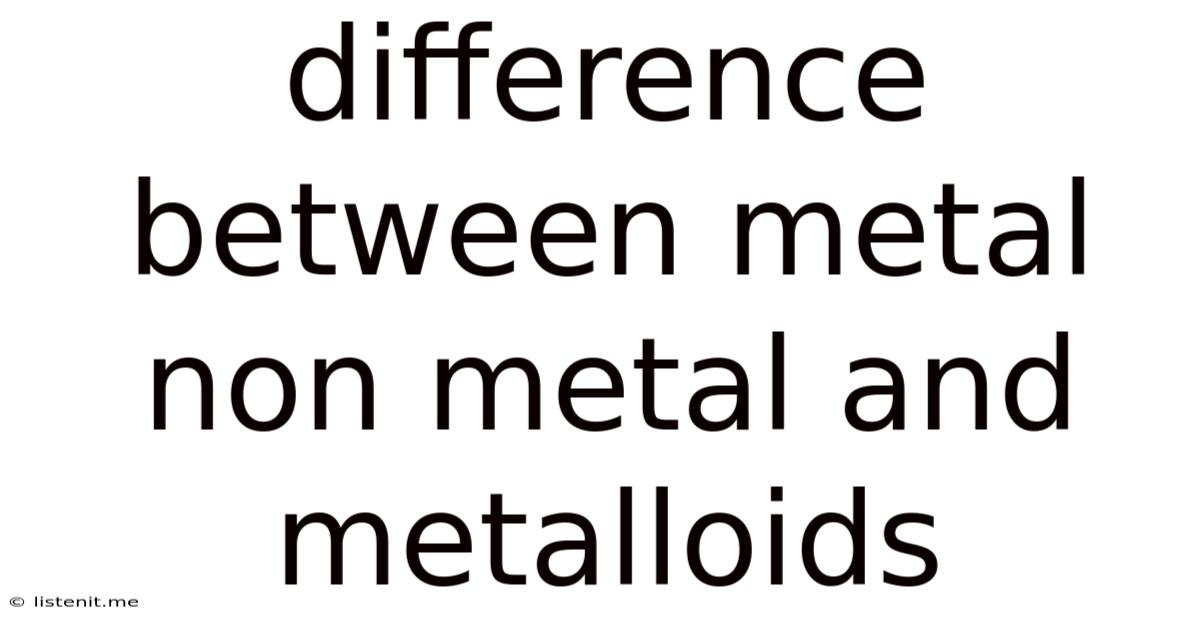 Difference Between Metal Non Metal And Metalloids