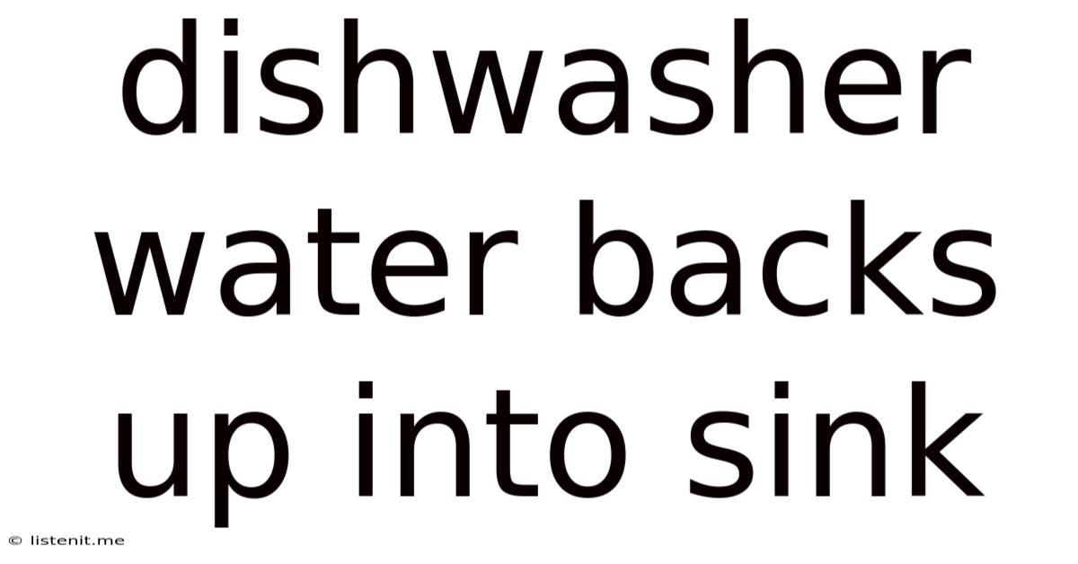 Dishwasher Water Backs Up Into Sink