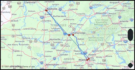 Distance From Atlanta Ga To Nashville Tennessee