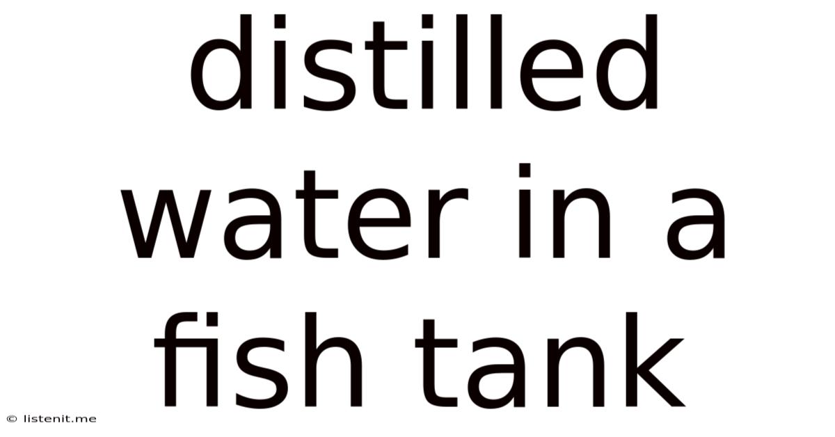 Distilled Water In A Fish Tank