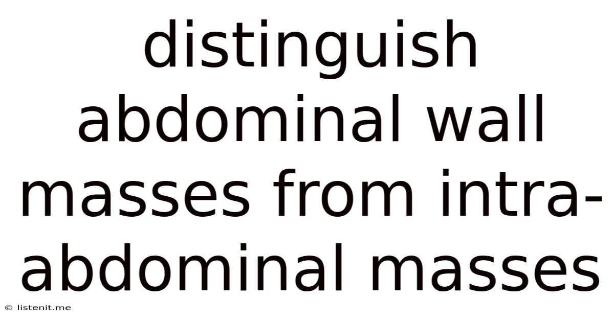 Distinguish Abdominal Wall Masses From Intra-abdominal Masses