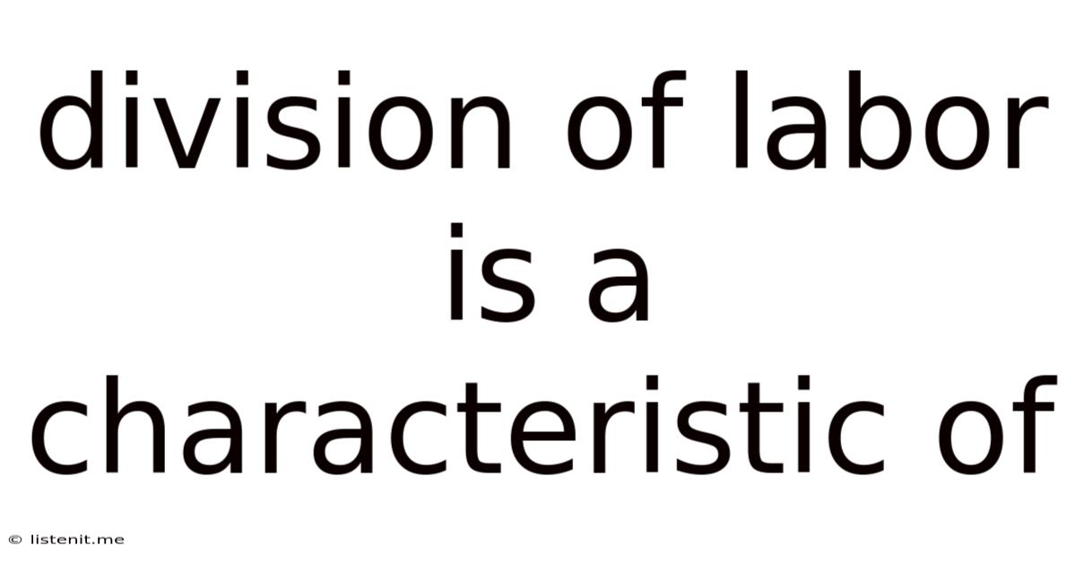 Division Of Labor Is A Characteristic Of
