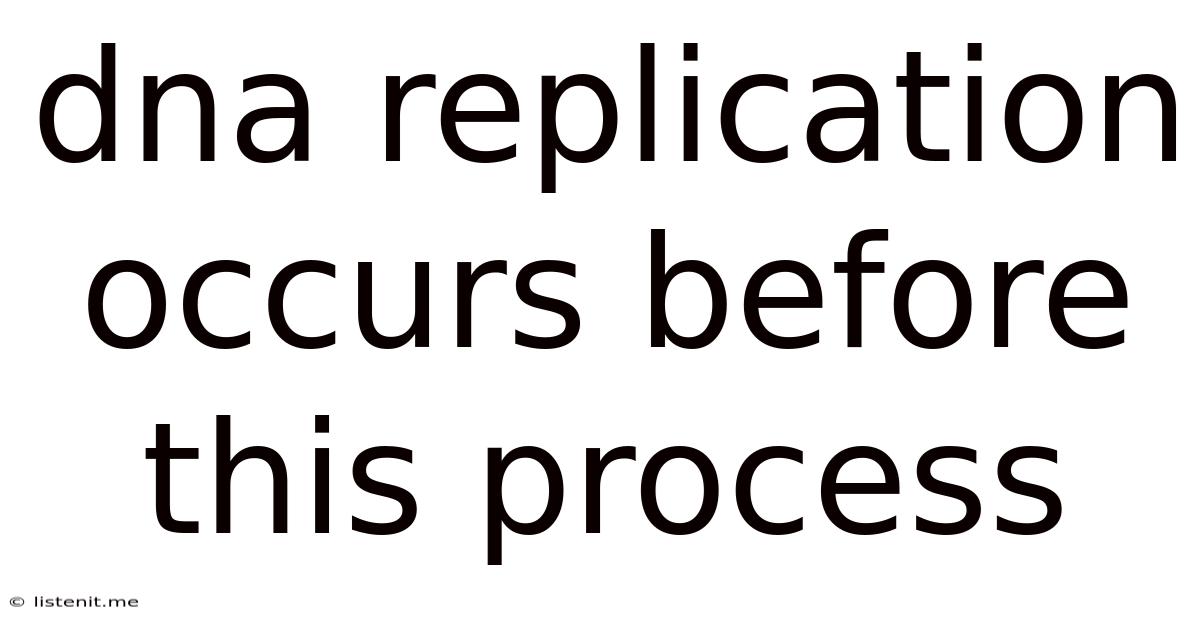 Dna Replication Occurs Before This Process