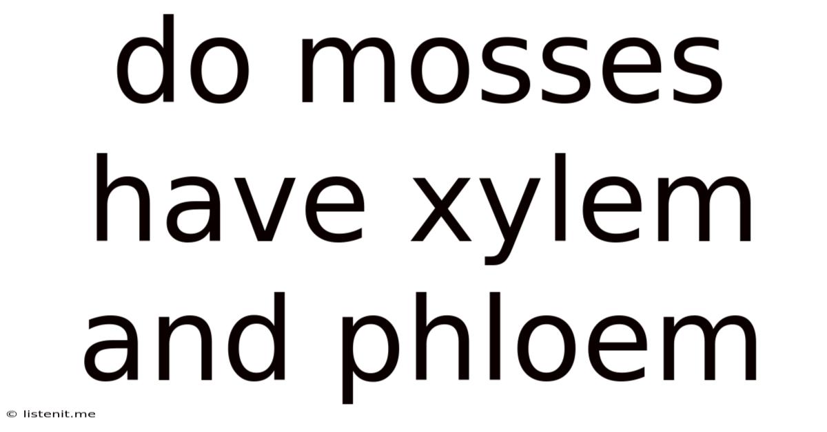 Do Mosses Have Xylem And Phloem