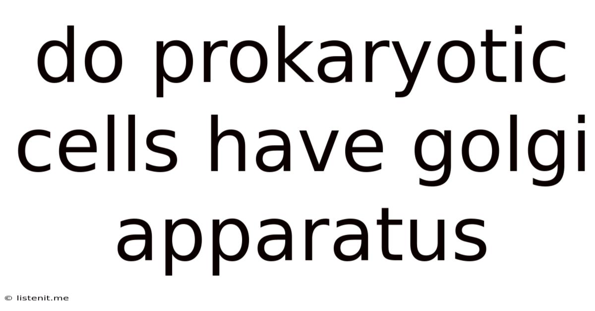 Do Prokaryotic Cells Have Golgi Apparatus