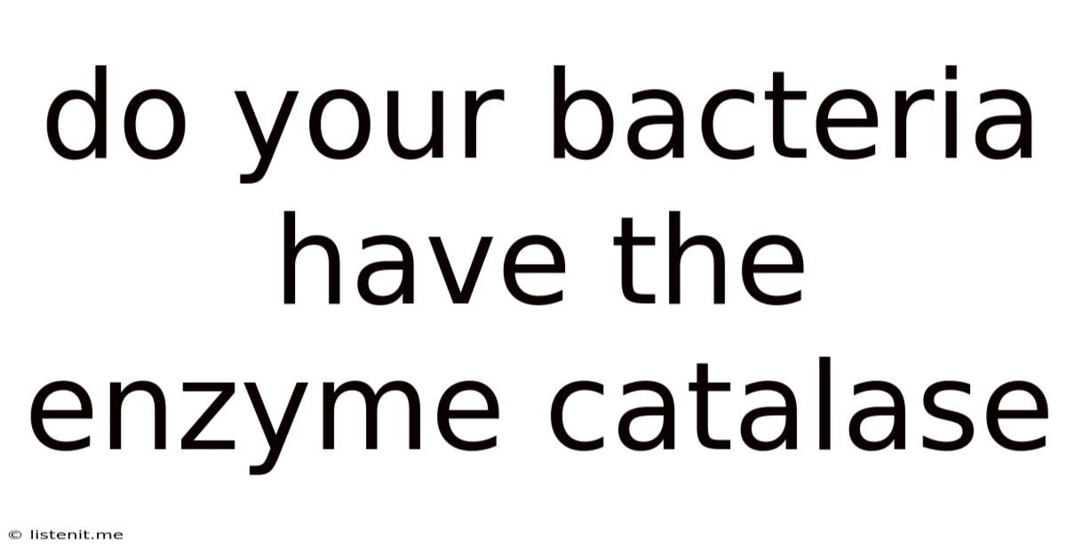 Do Your Bacteria Have The Enzyme Catalase
