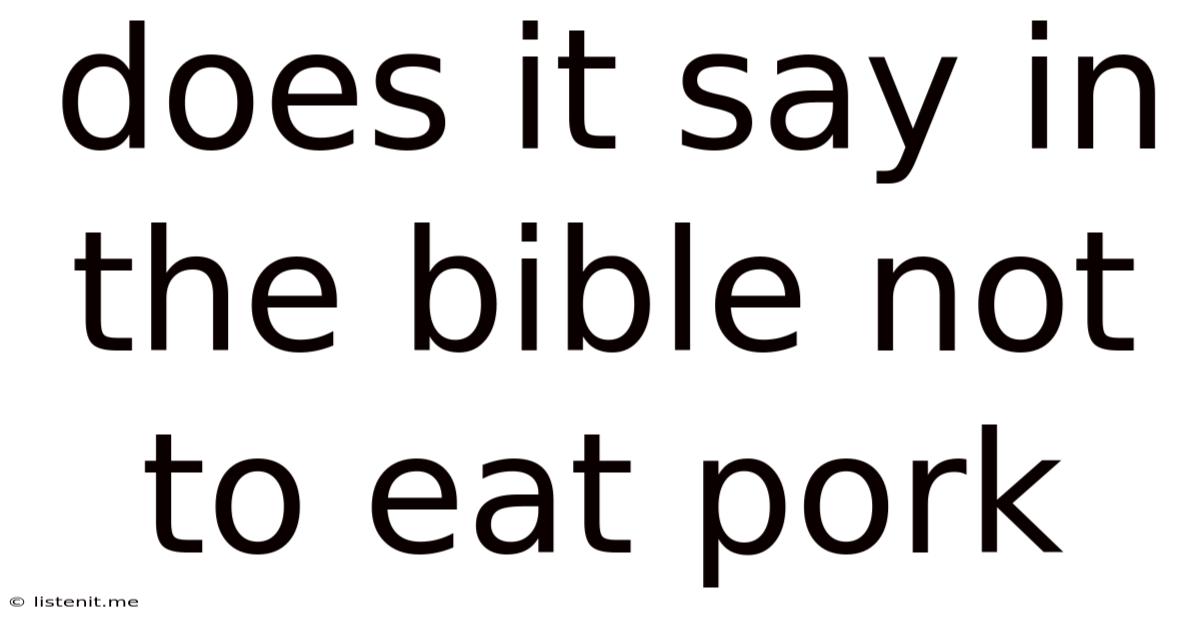 Does It Say In The Bible Not To Eat Pork