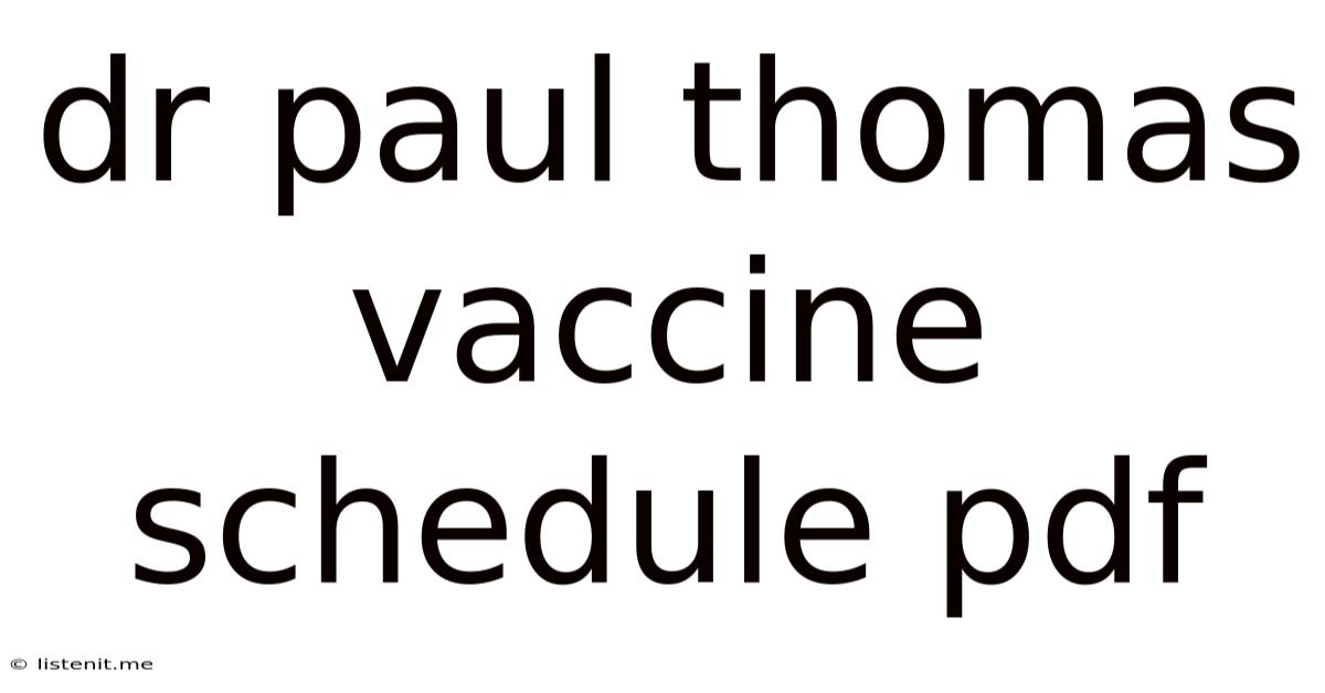 Dr Paul Thomas Vaccine Schedule Pdf