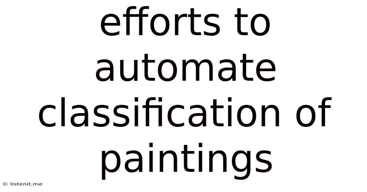Efforts To Automate Classification Of Paintings