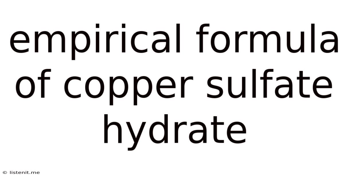 Empirical Formula Of Copper Sulfate Hydrate