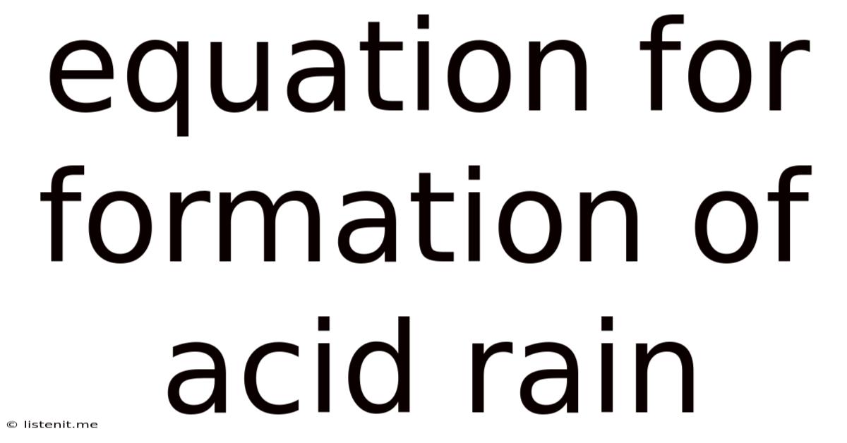 Equation For Formation Of Acid Rain