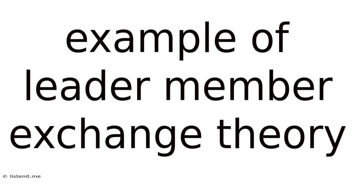 Example Of Leader Member Exchange Theory