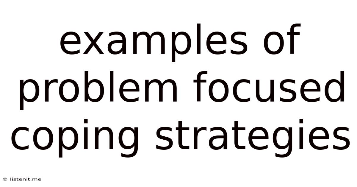Examples Of Problem Focused Coping Strategies