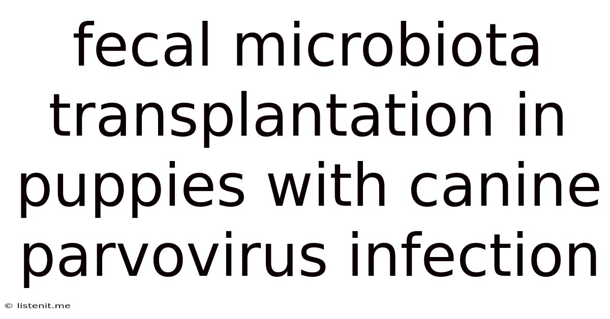 Fecal Microbiota Transplantation In Puppies With Canine Parvovirus Infection