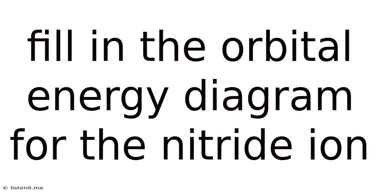 Fill In The Orbital Energy Diagram For The Nitride Ion