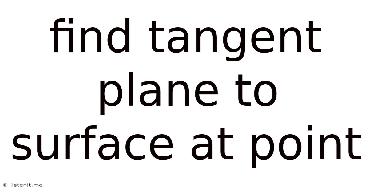 Find Tangent Plane To Surface At Point