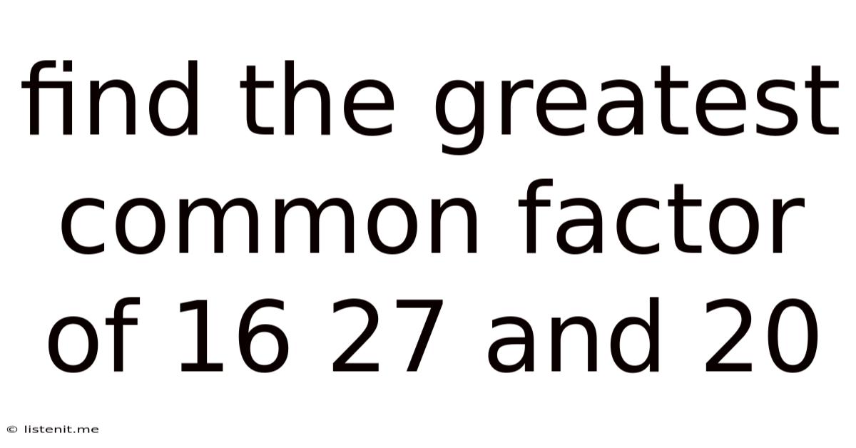 Find The Greatest Common Factor Of 16 27 And 20
