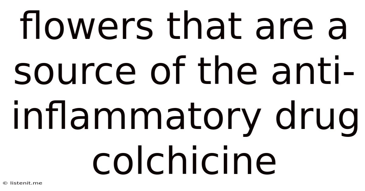 Flowers That Are A Source Of The Anti-inflammatory Drug Colchicine