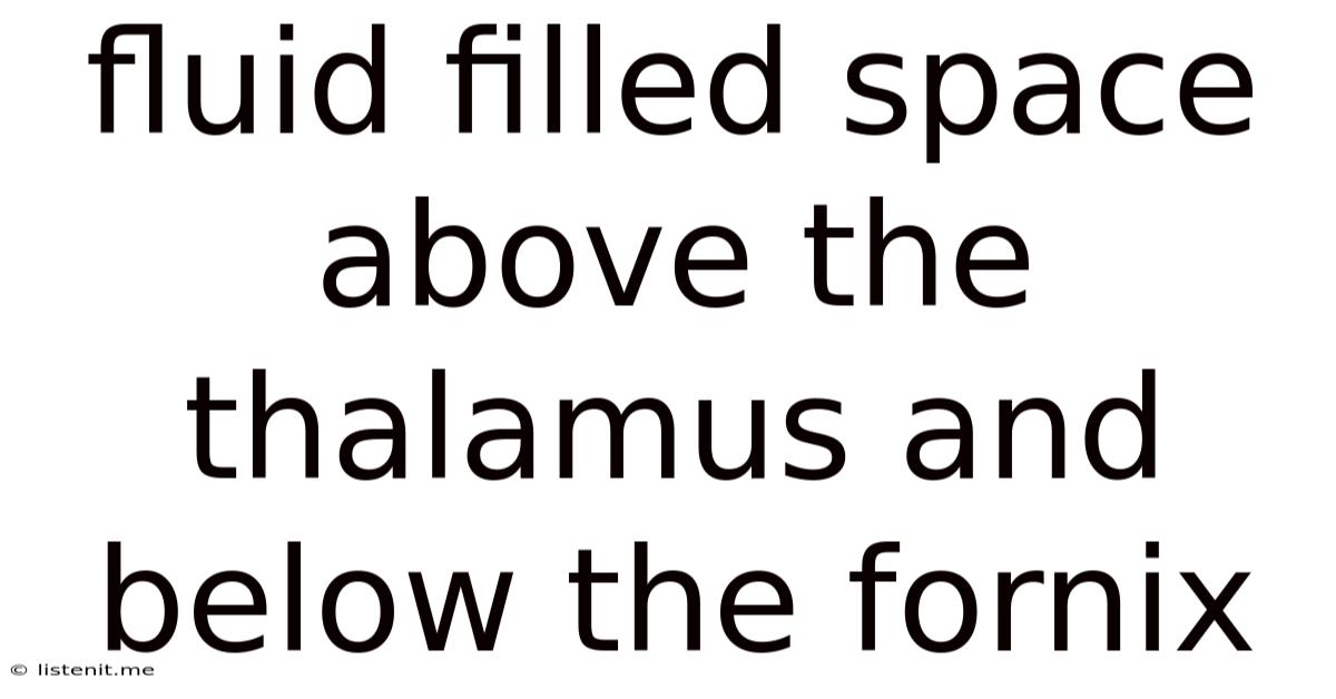 Fluid Filled Space Above The Thalamus And Below The Fornix