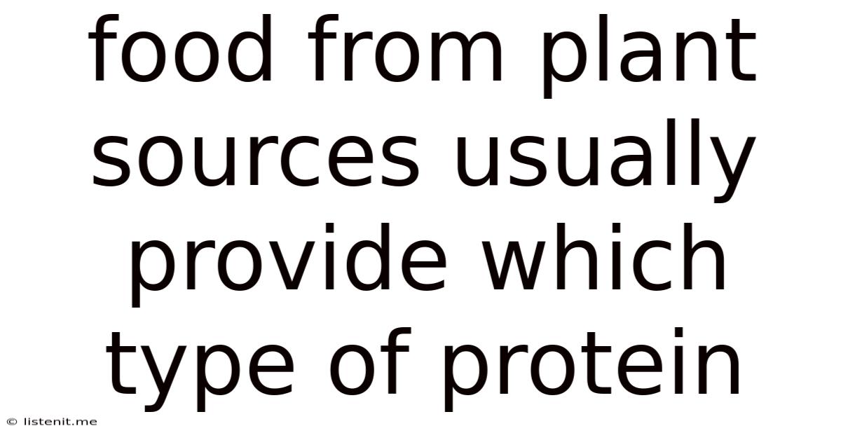 Food From Plant Sources Usually Provide Which Type Of Protein