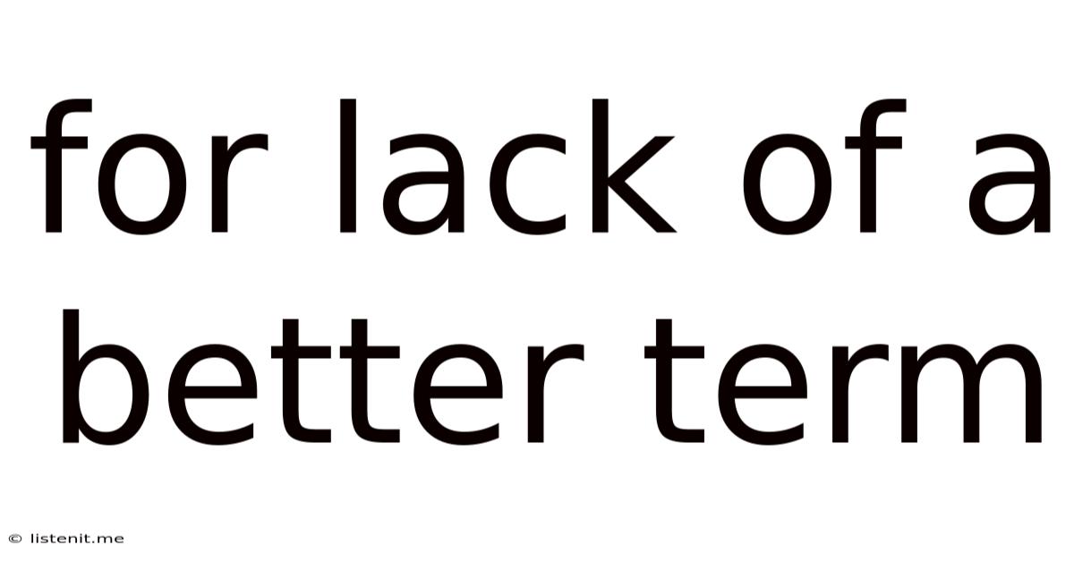 For Lack Of A Better Term