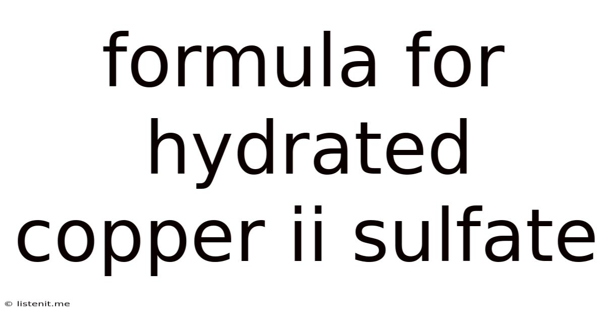Formula For Hydrated Copper Ii Sulfate