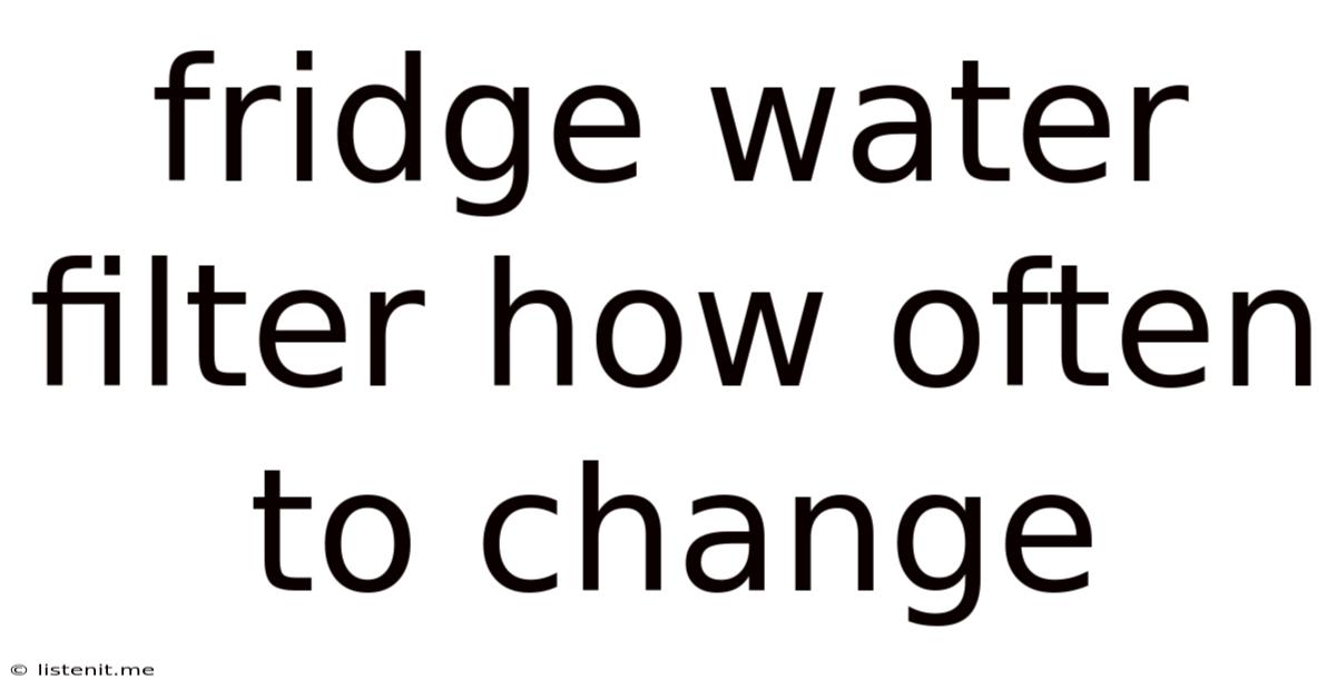 Fridge Water Filter How Often To Change