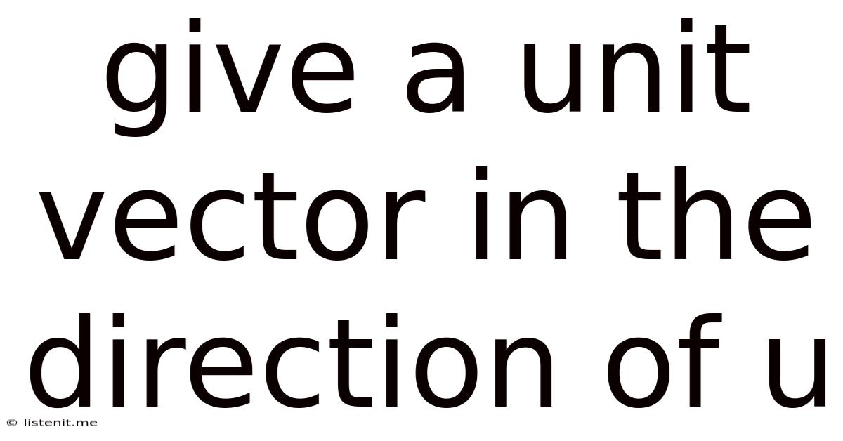 Give A Unit Vector In The Direction Of U