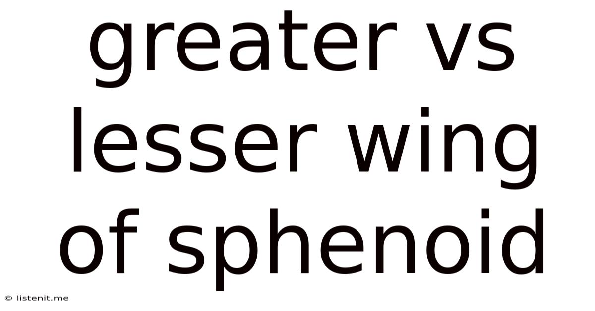 Greater Vs Lesser Wing Of Sphenoid