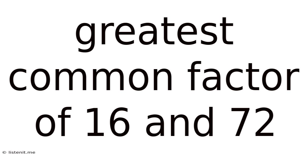 Greatest Common Factor Of 16 And 72