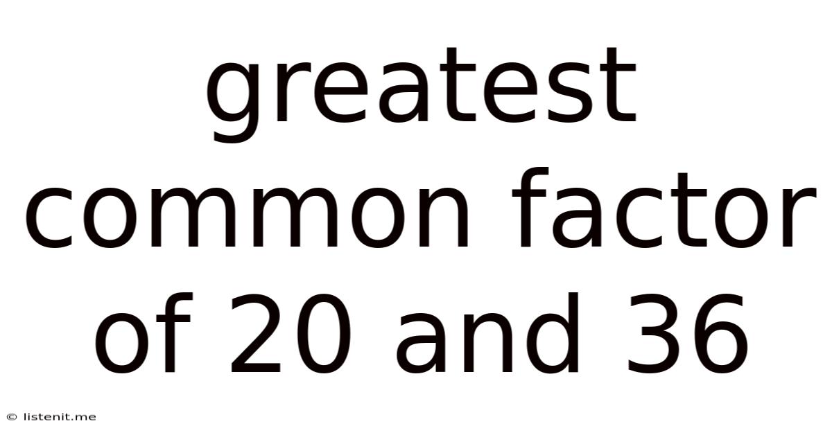 Greatest Common Factor Of 20 And 36
