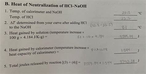 Heat Of Neutralization Of Hcl And Naoh