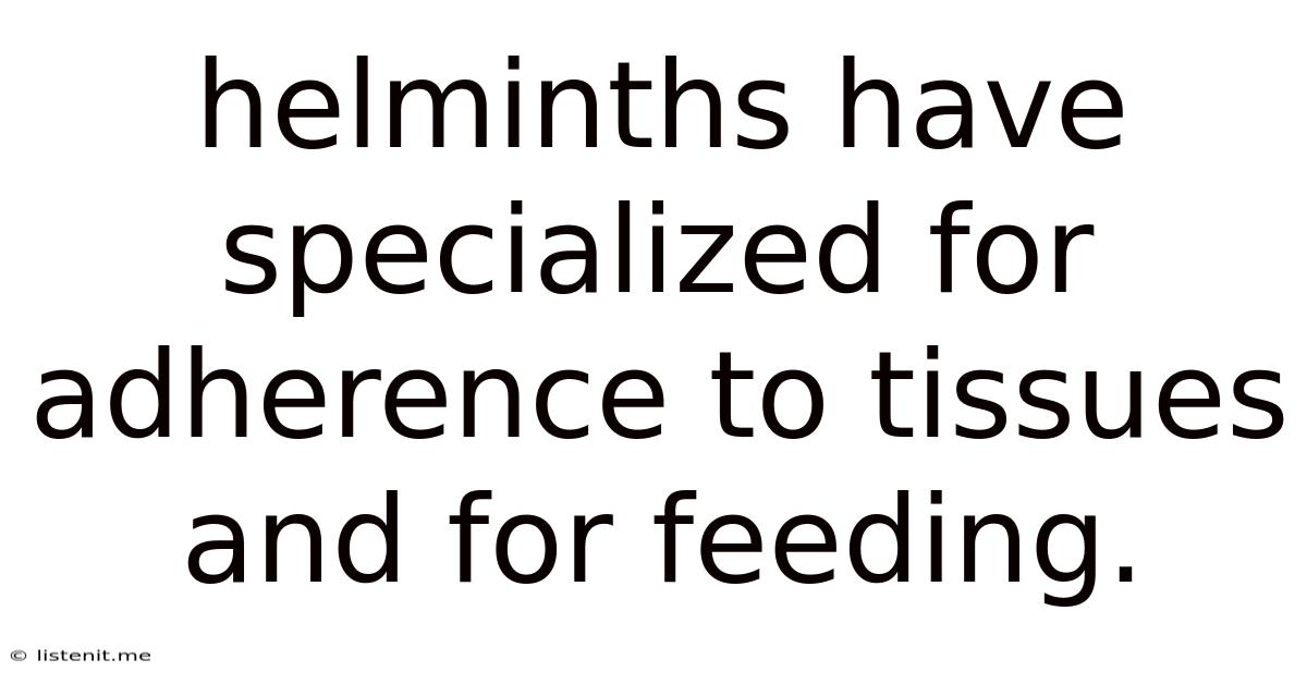 Helminths Have Specialized For Adherence To Tissues And For Feeding.