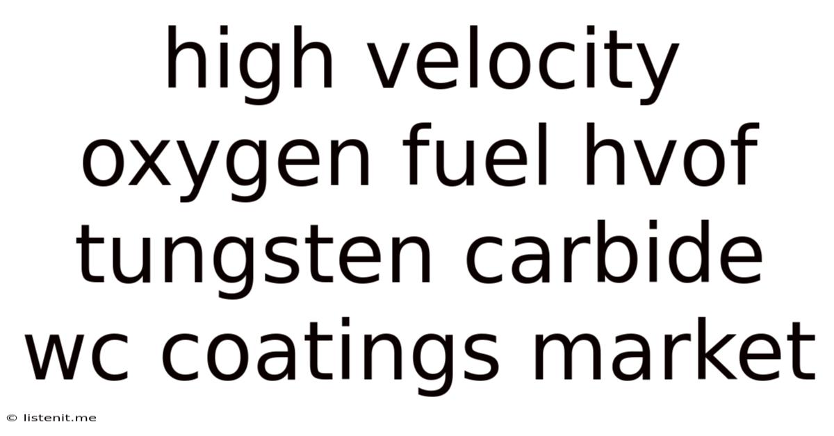 High Velocity Oxygen Fuel Hvof Tungsten Carbide Wc Coatings Market