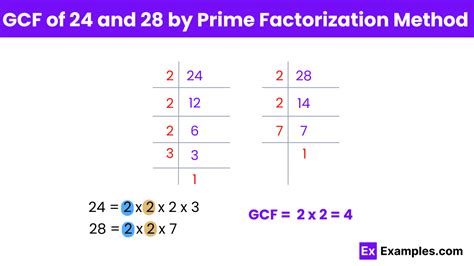 Highest Common Factor Of 24 And 28