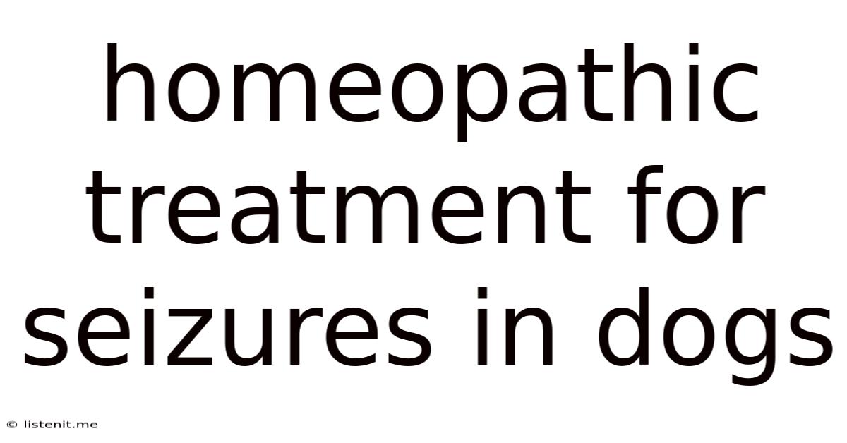 Homeopathic Treatment For Seizures In Dogs