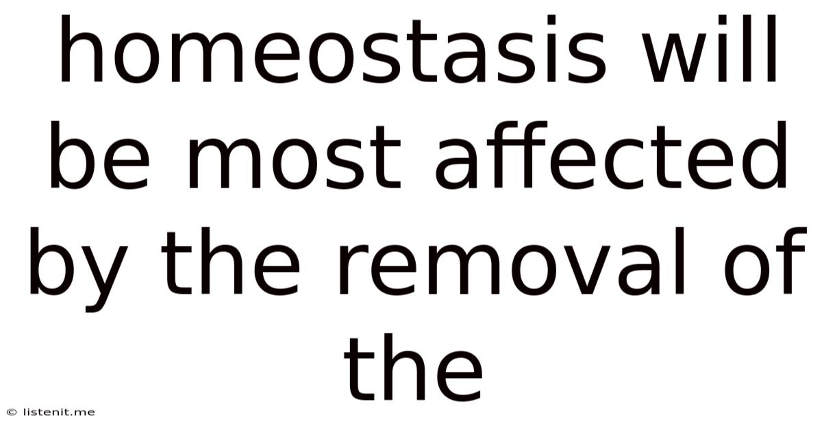 Homeostasis Will Be Most Affected By The Removal Of The