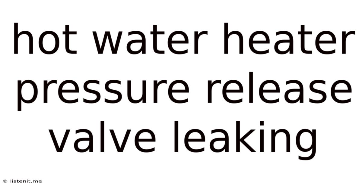 Hot Water Heater Pressure Release Valve Leaking