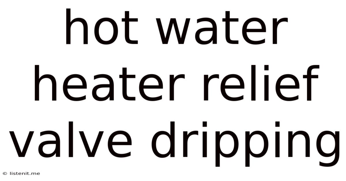 Hot Water Heater Relief Valve Dripping