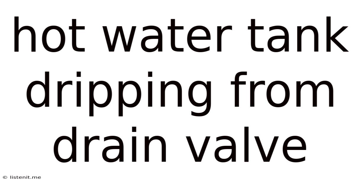 Hot Water Tank Dripping From Drain Valve