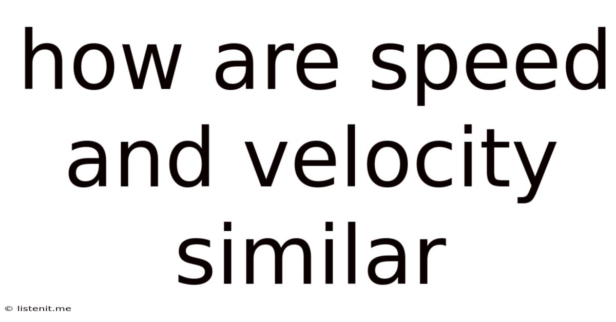 How Are Speed And Velocity Similar