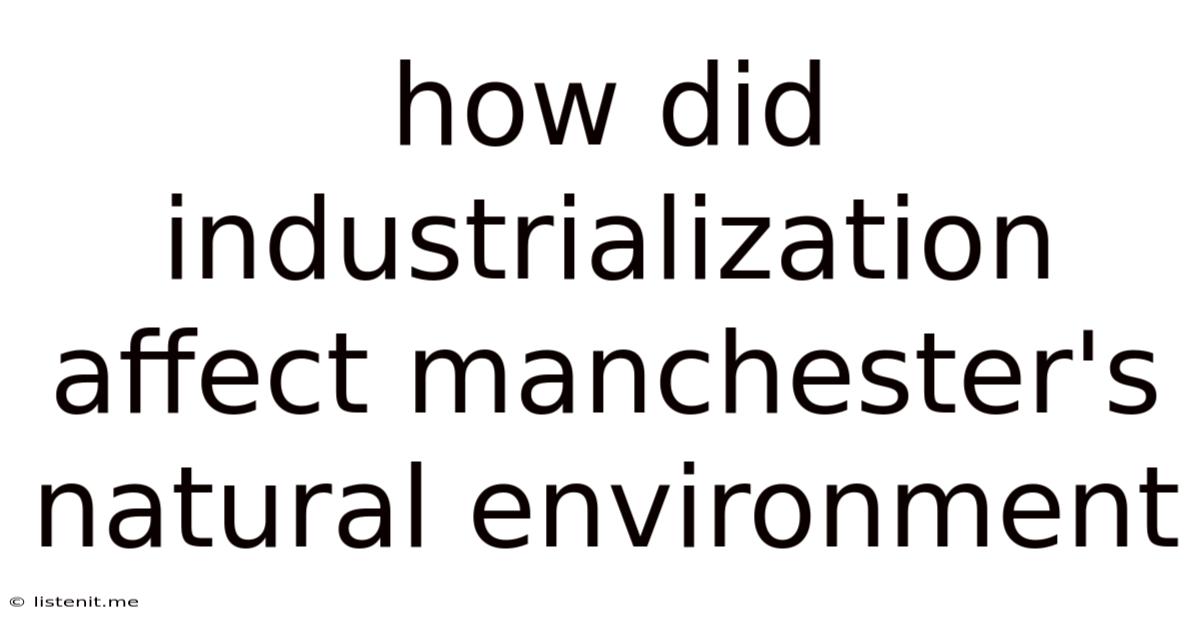 How Did Industrialization Affect Manchester's Natural Environment